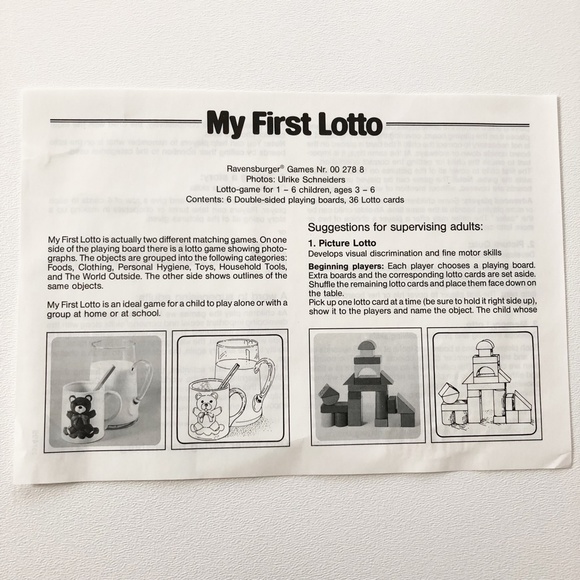 VTG 1988 Ravensburger MY FIRST LOTTO Game Complete With Plastic Tray Insert - Picture 7 of 9